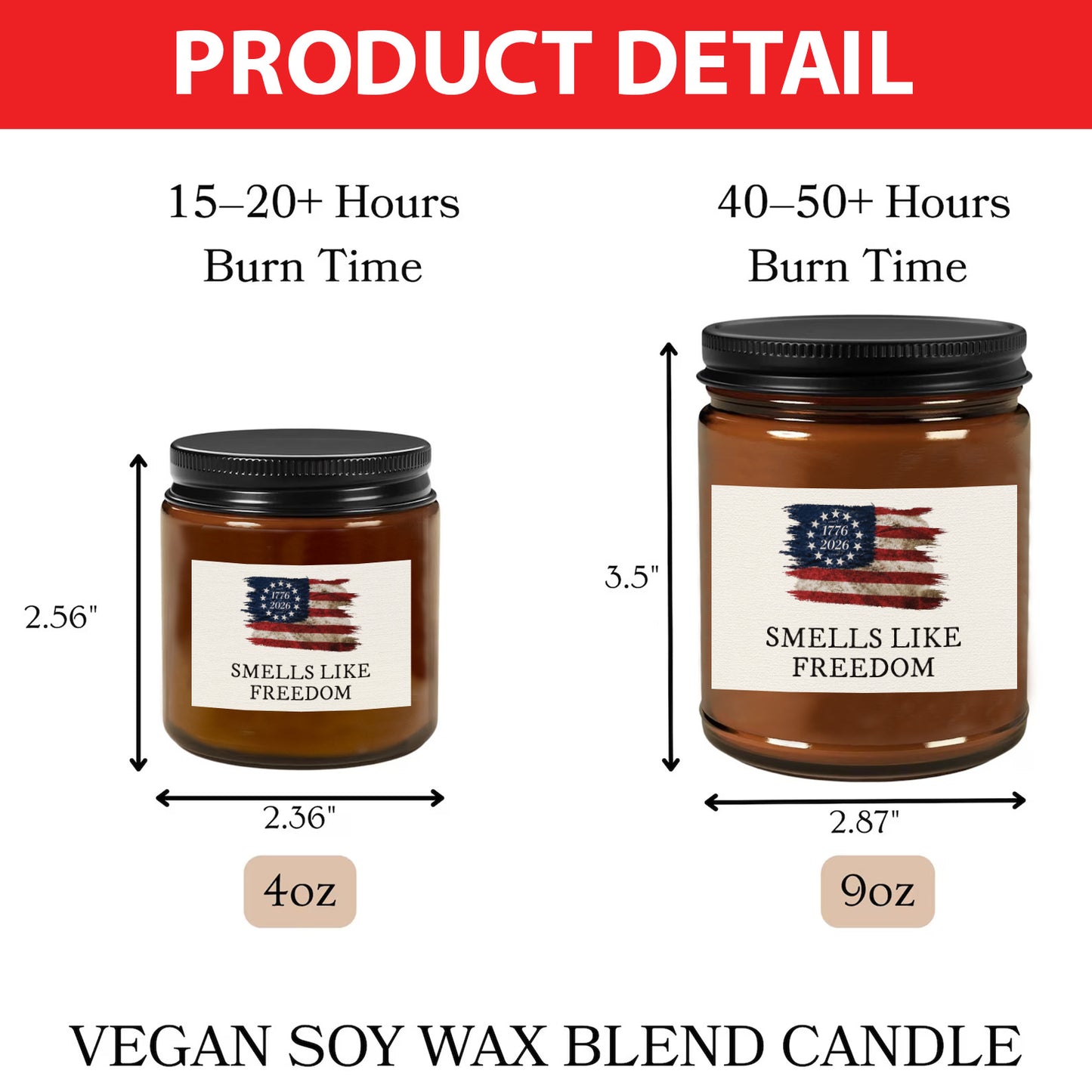 Smells Like Freedom Candle, 250 Years American Flag Patriotic Scented Candle, 4th of July Gift 685188