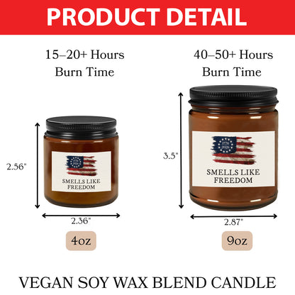 Smells Like Freedom Candle, 250 Years American Flag Patriotic Scented Candle, 4th of July Gift 685188