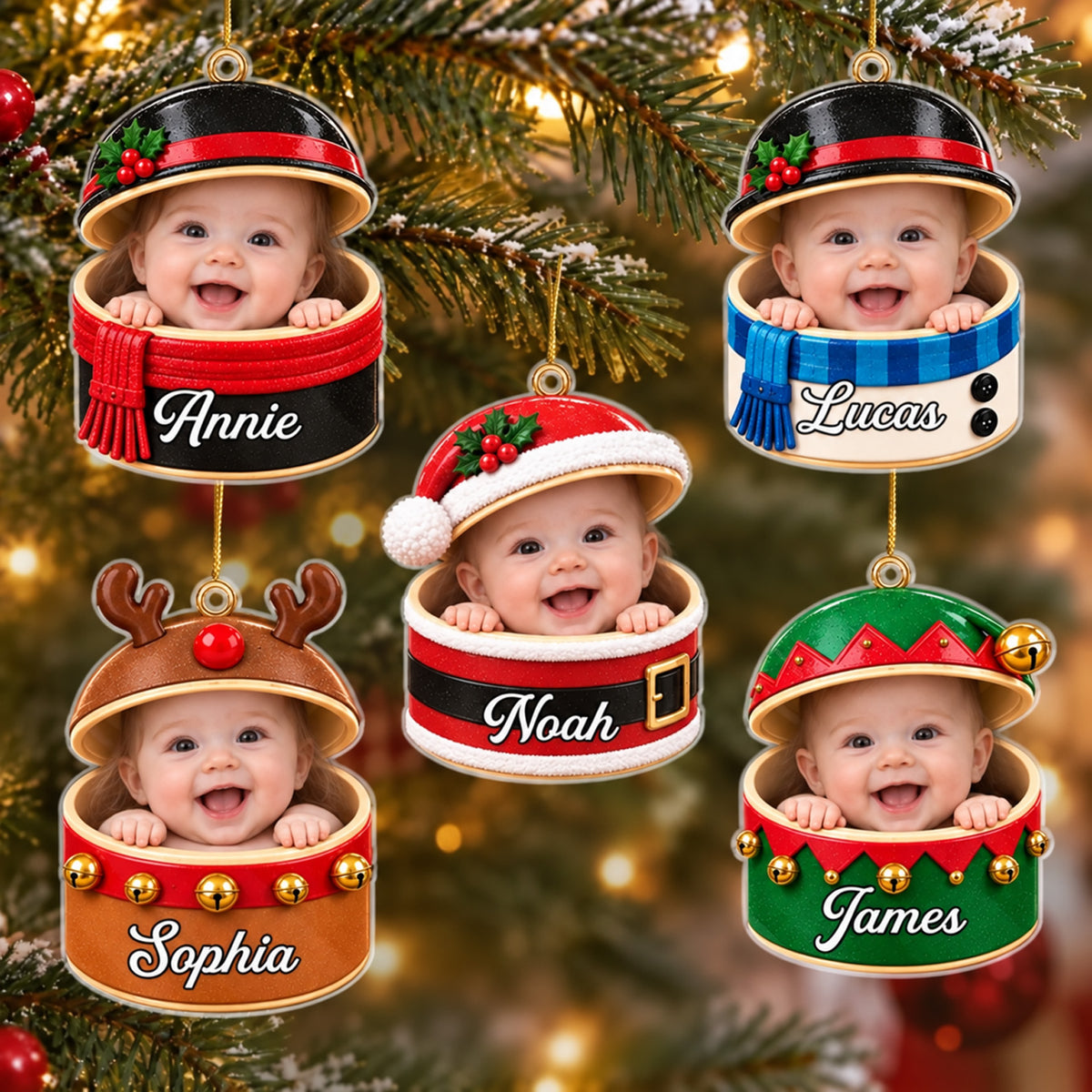 Custom Baby Face Dumpling Squishy Acrylic Ornament, Personalized Name Kids Christmas Gift 686355