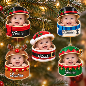 Custom Baby Face Dumpling Squishy Acrylic Ornament, Personalized Name Kids Christmas Gift 686355