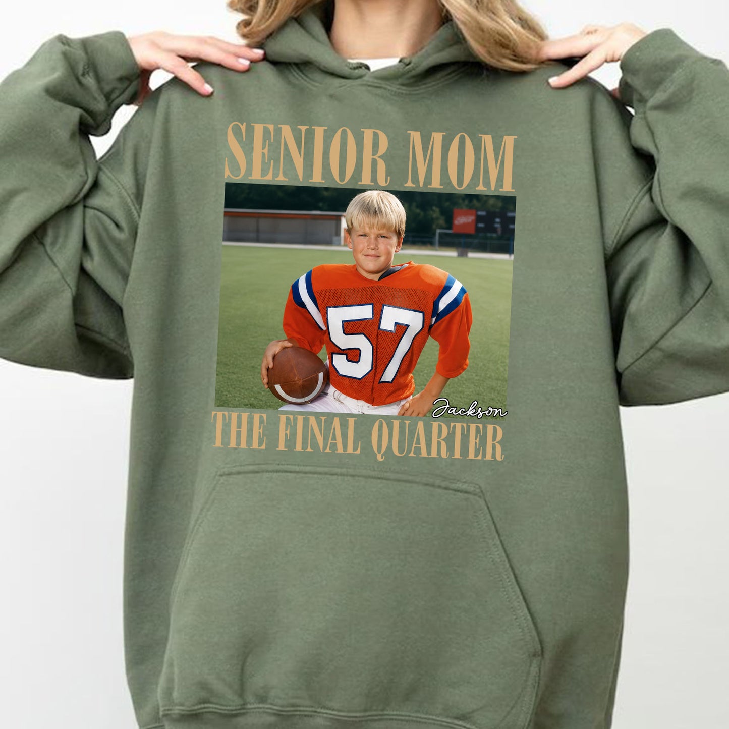 Personalized Senior Football Mom Shirt, Custom Vintage Photo Class of 2027 Tee, The Final Quarter Mom Gift 685647