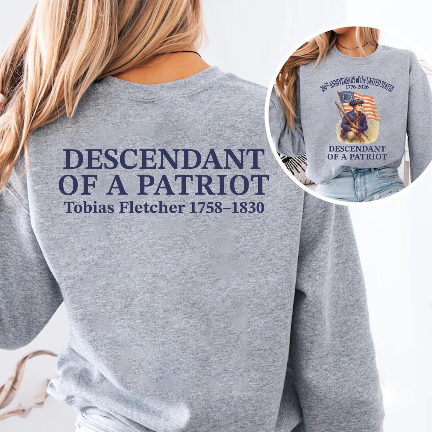 Descendant of Patriots Front & Back Shirt | Custom Name 250 Years USA Shirt | Patriotic 1776–2026 Tee 684535