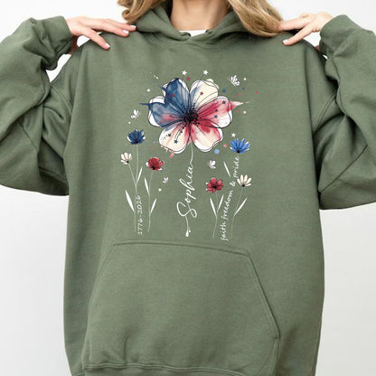 USA 250 Years Anniversary Floral Shirt, 1776–2026 Patriotic Wildflower T-Shirt, Freedom 4th of July Dark Tee 684940