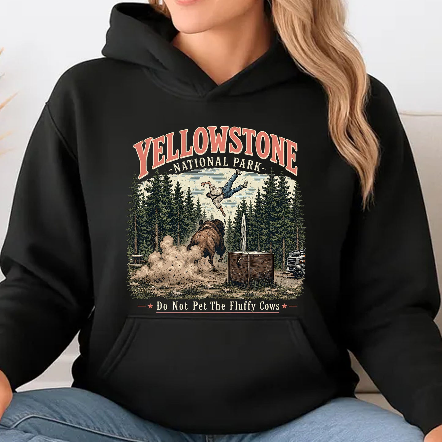 Do Not Pet The Fluffy Cows Dark Shirt, Yellowstone National Park T-Shirt, Funny Bison Wildlife Graphic Tee 685648