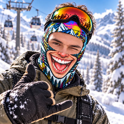 Funny Face Ski Mask, Novelty Printed Balaclava for Skiing Snowboarding, Winter Gag Gift 686487 WFD