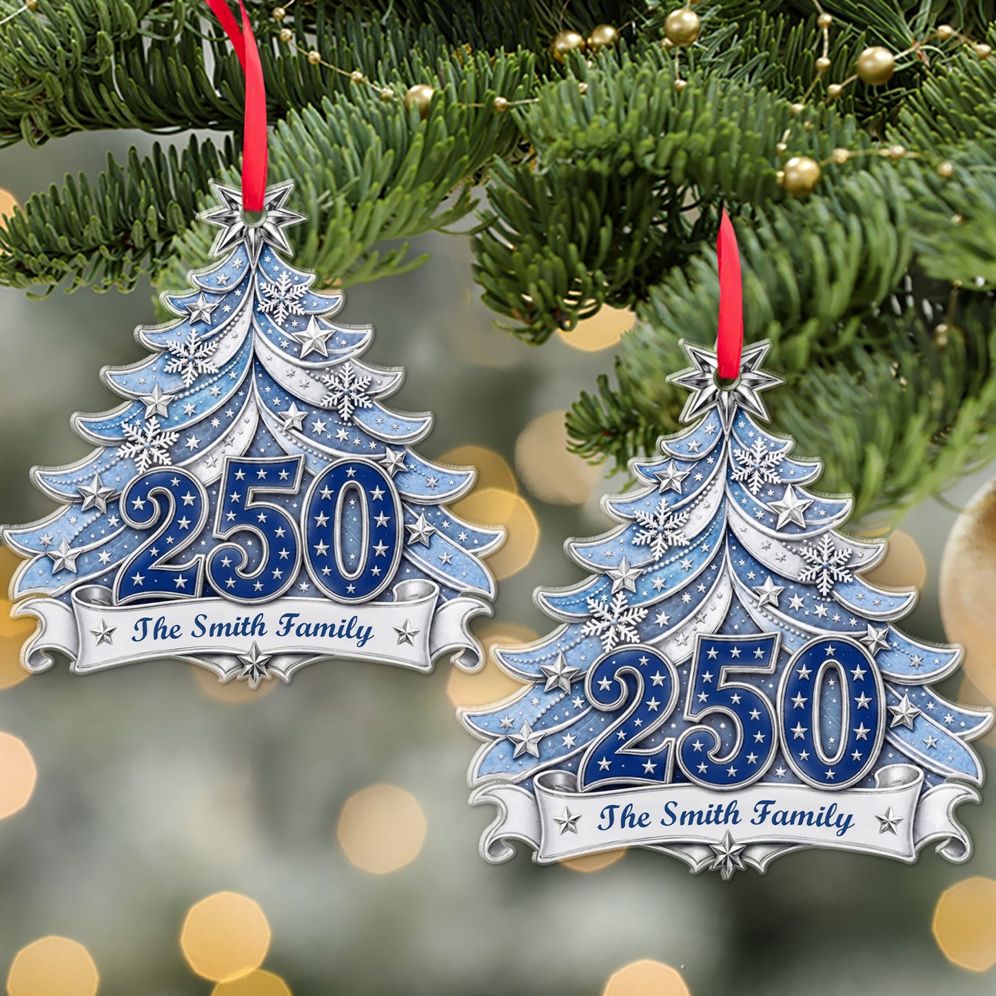 Personalized 250 Years Anniversary Christmas Tree Acrylic Ornament, Custom Family Christmas Ornament 685832