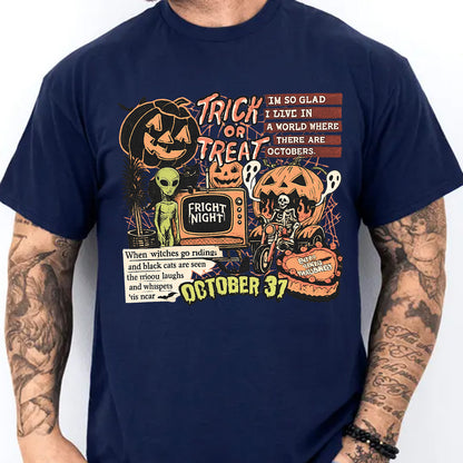 Retro Halloween Collage Shirt, Spooky Season Ghost Pumpkin Tee, Vintage Trick or Treat Halloween Shirt 685747