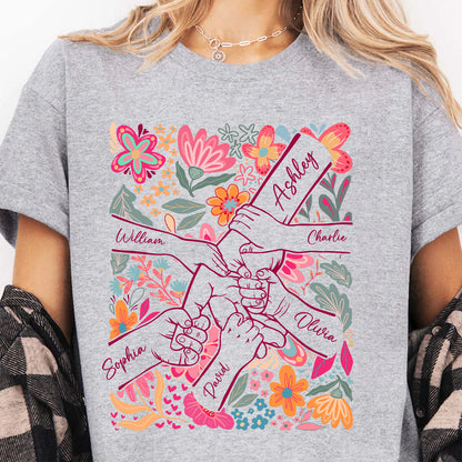 Personalized Mom Hands Flower Shirt | Custom Kids Names Shirt | Mother’s Day Gift for Mom or Grandma 684434