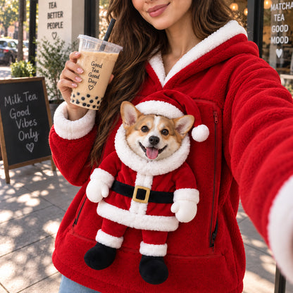 Christmas Pet Carrier Hoodie, Dog Cat Front Pouch Hoodie, Funny Holiday Pet Lover Christmas Gift 686570 WFD