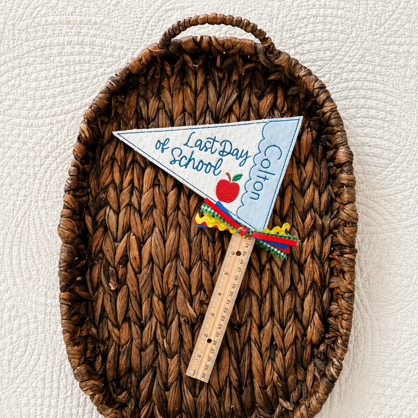 Personalized First Day of School Pennant Flag, Custom Name School Photo Prop, Back to School Keepsake 685525 WFD
