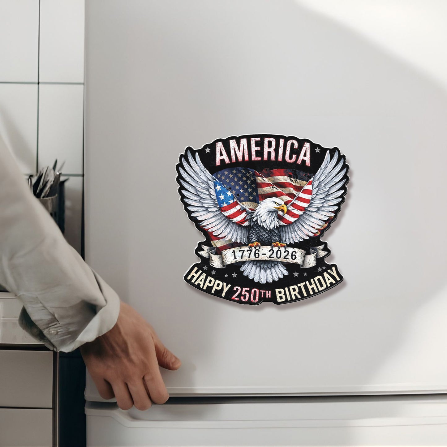USA 250 Years Anniversary Fridge Magnet, Retro Eagle 1776–2026 Magnet, Patriotic 4th of July Fridge Magnet 684209