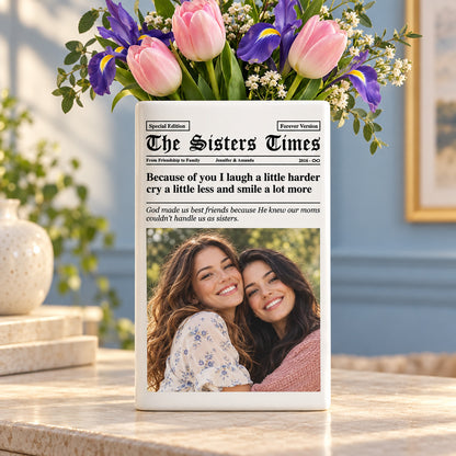 Custom Photo Newspaper Ceramic Book Vase, Personalized Best Friend Gift, Friendship Keepsake for Bestie 686941 WFD