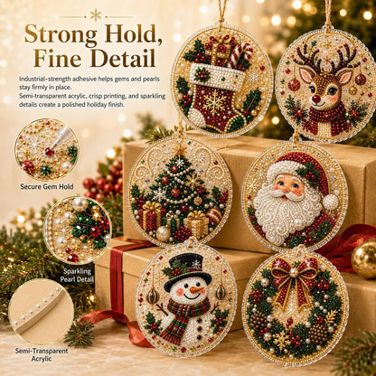 6PCS DIY Christmas Ornaments, Pearl Diamond Art Kits for Adults, Holiday Craft Christmas Decor 686438 WFD