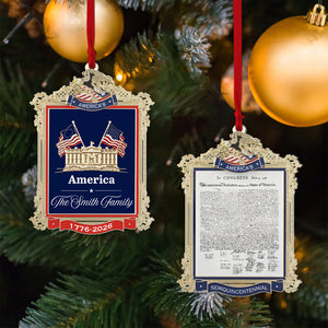 Custom Name 250 Years USA 2-Sided Aluminum Ornament, 1776–2026 Patriotic Christmas Ornament 685737