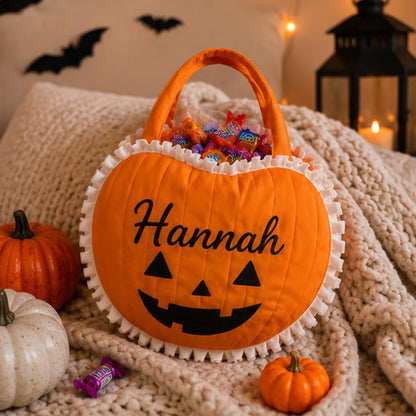 Personalized Pumpkin Trick or Treat Bag, Custom Halloween Candy Bag, Halloween Pumpkin Tote 685826 WFD