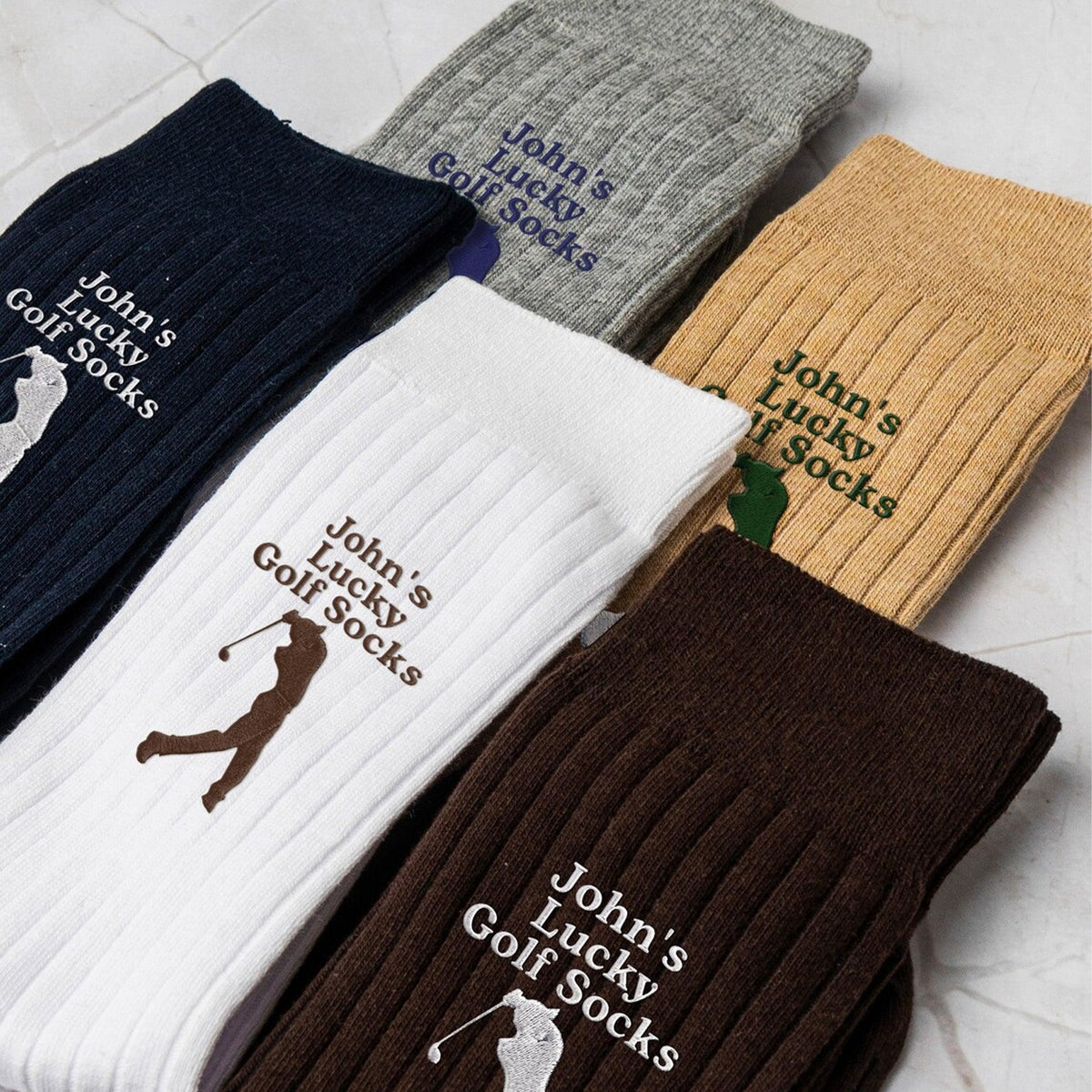 Personalized Lucky Golf Embroidered Socks, Custom Name Embroidered Golf Socks for Men, Golf Lover Gift 686363 WFD