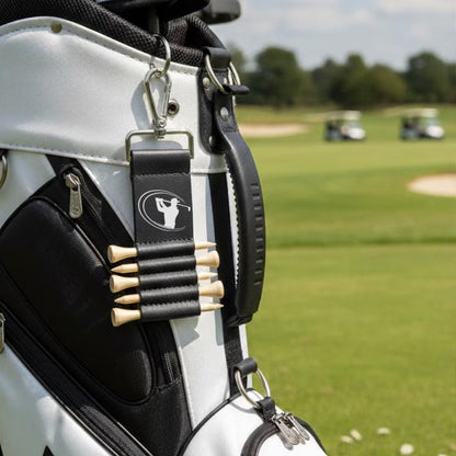 Personalized Engraved Leather Golf Bag Tag with Tee Holder, Custom Name & Monogram Gift for Golfers 686950 WFD
