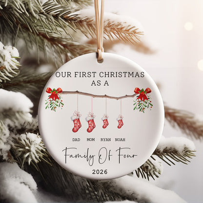 Personalized Family Christmas Ceramic Ornament, Custom Family Names Stocking Ornament 685983