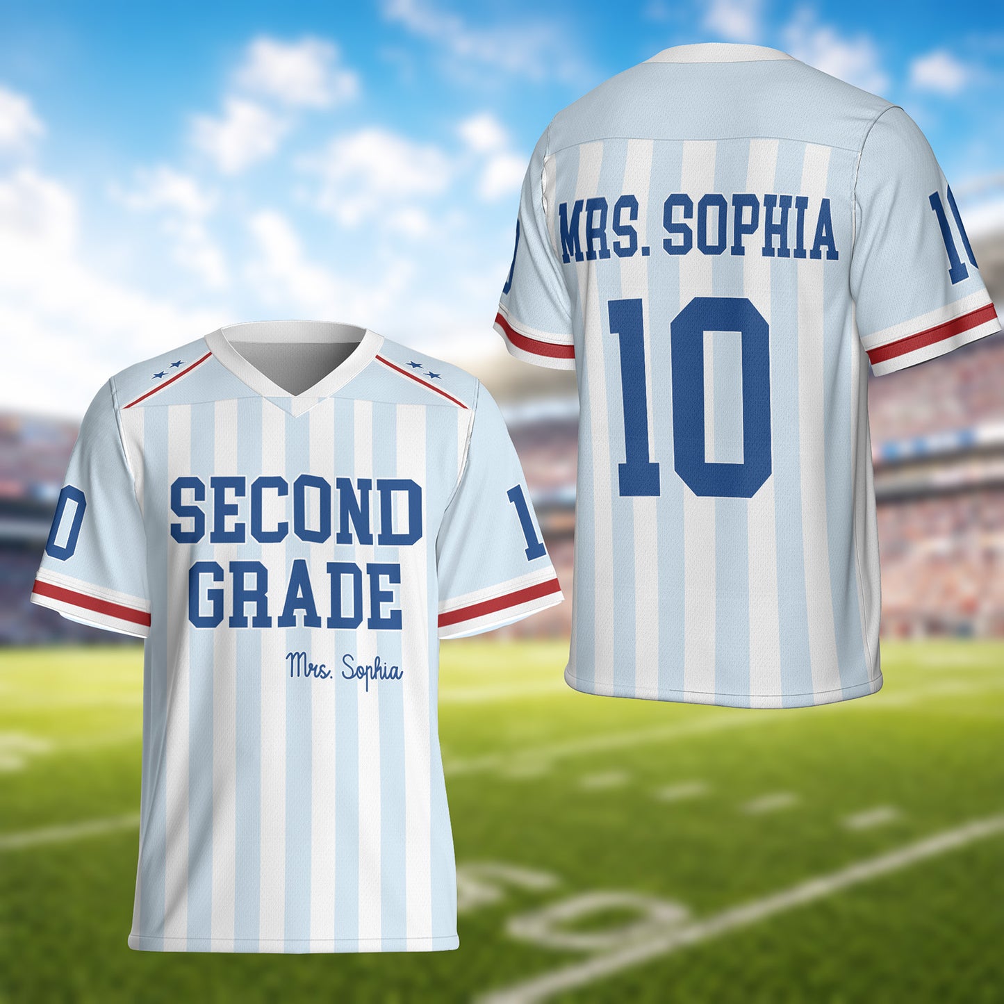 Personalized Teacher Football Jersey Shirt, Custom Grade Level Name & Number Jersey, Back to School Teacher Gift 685656