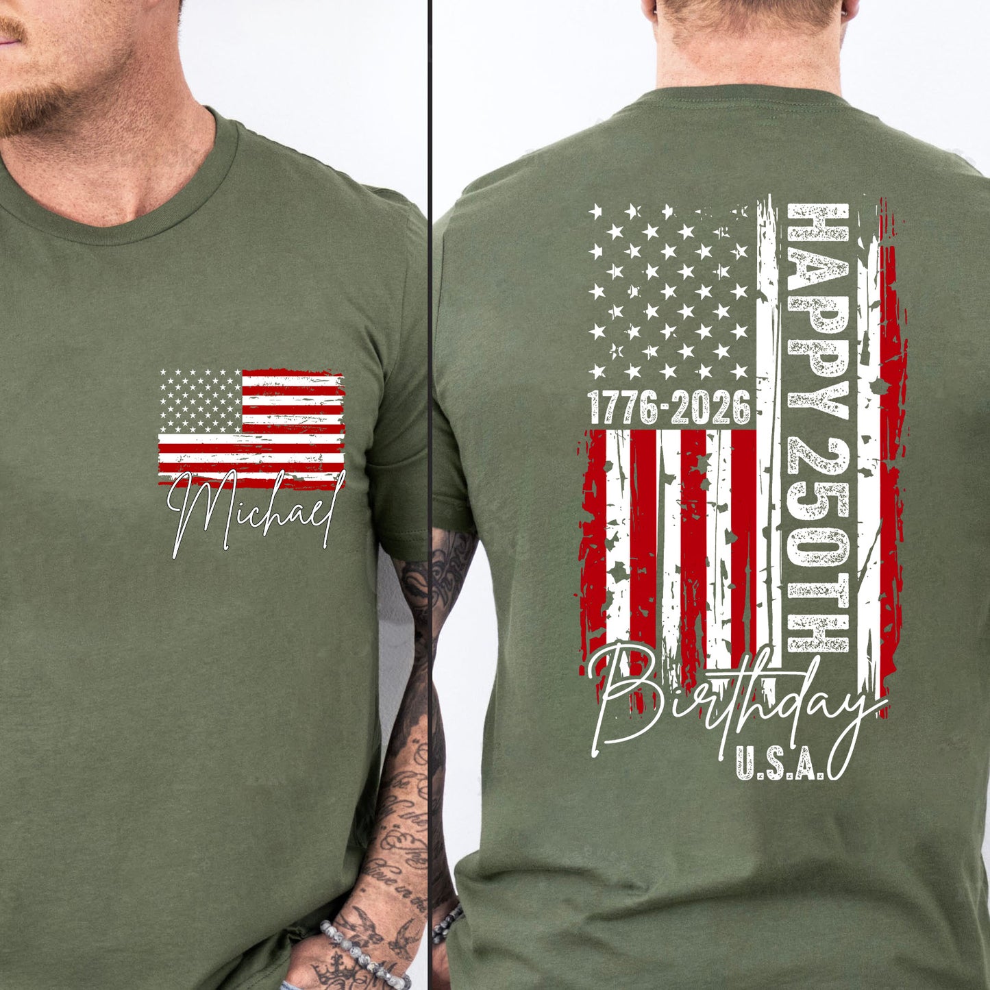 Custom USA 250 Years Anniversary Pocket & Back Shirt | 1776–2026 Independence Day Tee | 4th of July Family Shirt 684483