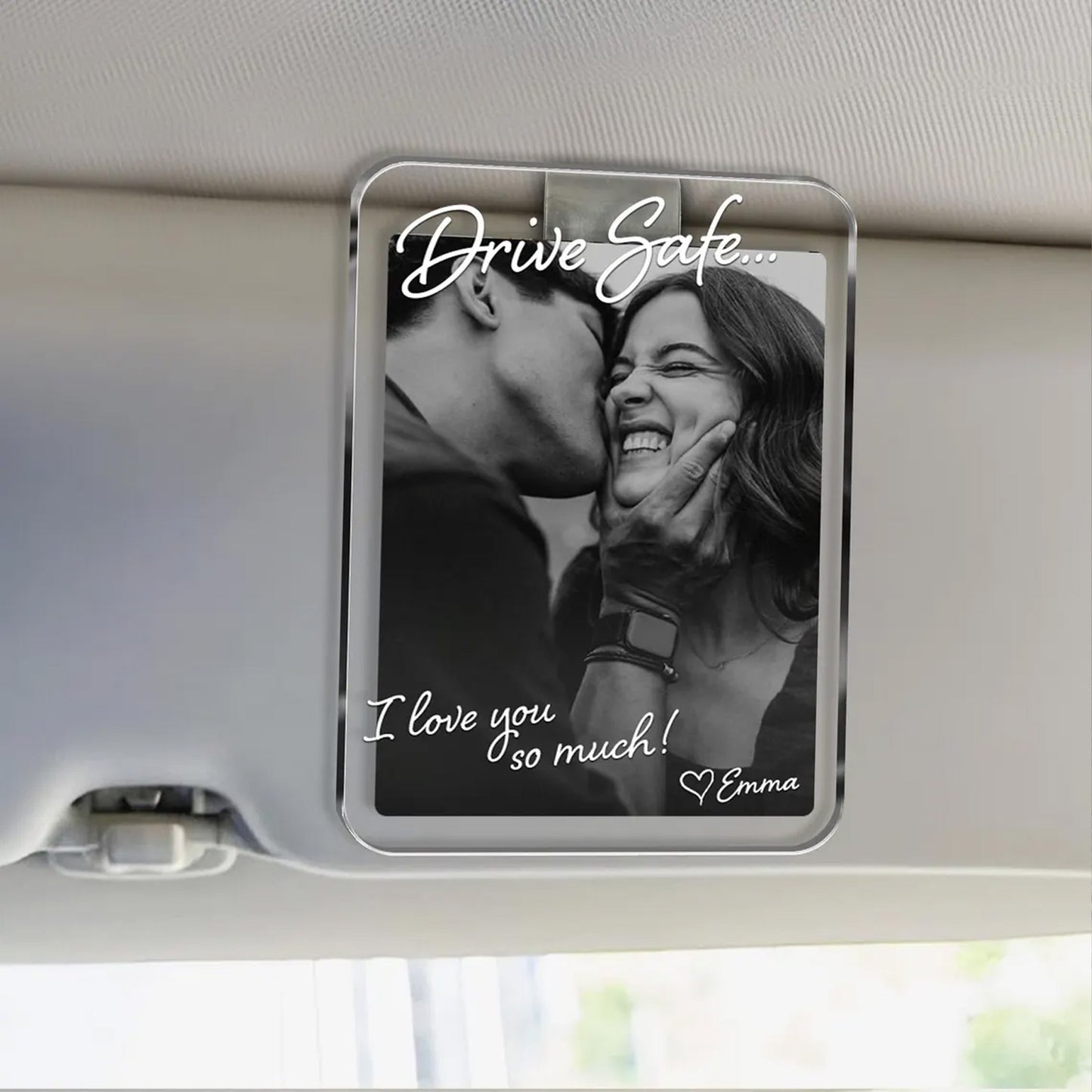 Custom Photo Couple Car Visor Clip, Drive Safe Gift for Him, Personalized Couple Keepsake, Boyfriend Husband Gift 685956 WFD