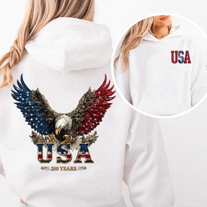 USA 250 Years Patriotic Bright Shirt | Eagle 4th of July Independence Day Pocket & Back Shirt 684511