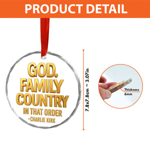 God Family Country Glass Ornament | Charlie Kirk Christmas Ornament | Justice For Charlie Kirk Ornament 683416