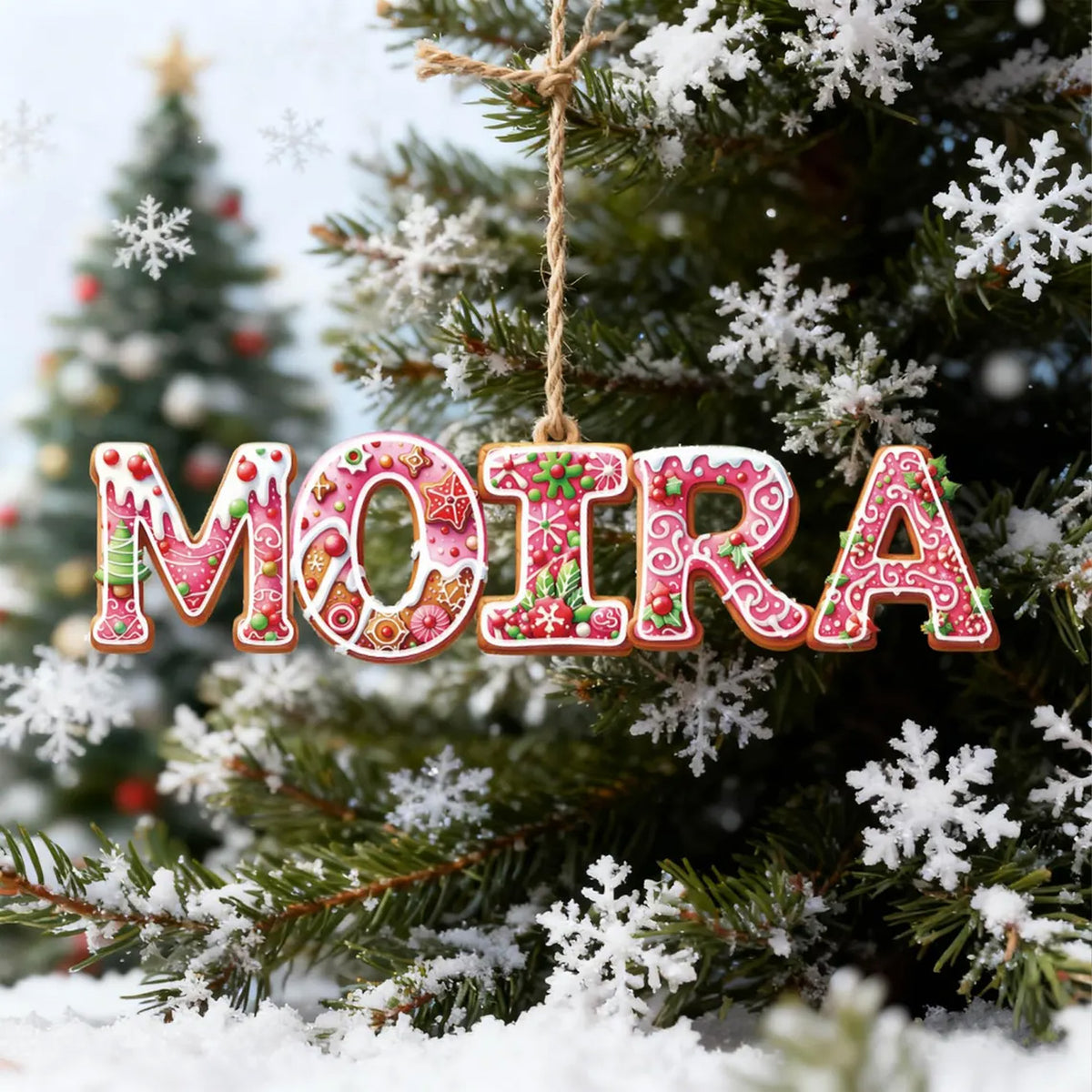 Personalized Gingerbread Name Wooden Ornament, Custom Name Initial Christmas Ornament Gift 686287 WFD