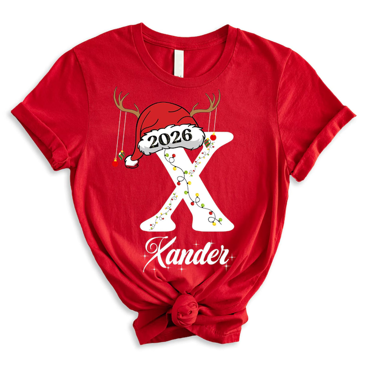 Personalized Christmas 2026 Family Shirt, Custom Name & Initial Santa Hat Matching Shirts 686311 WFD