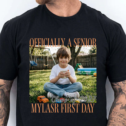 Custom Photo Senior 2027 Dark Shirt, Personalized Vintage Class of 2027 Tee, Last First Day Graduation Gift 685728