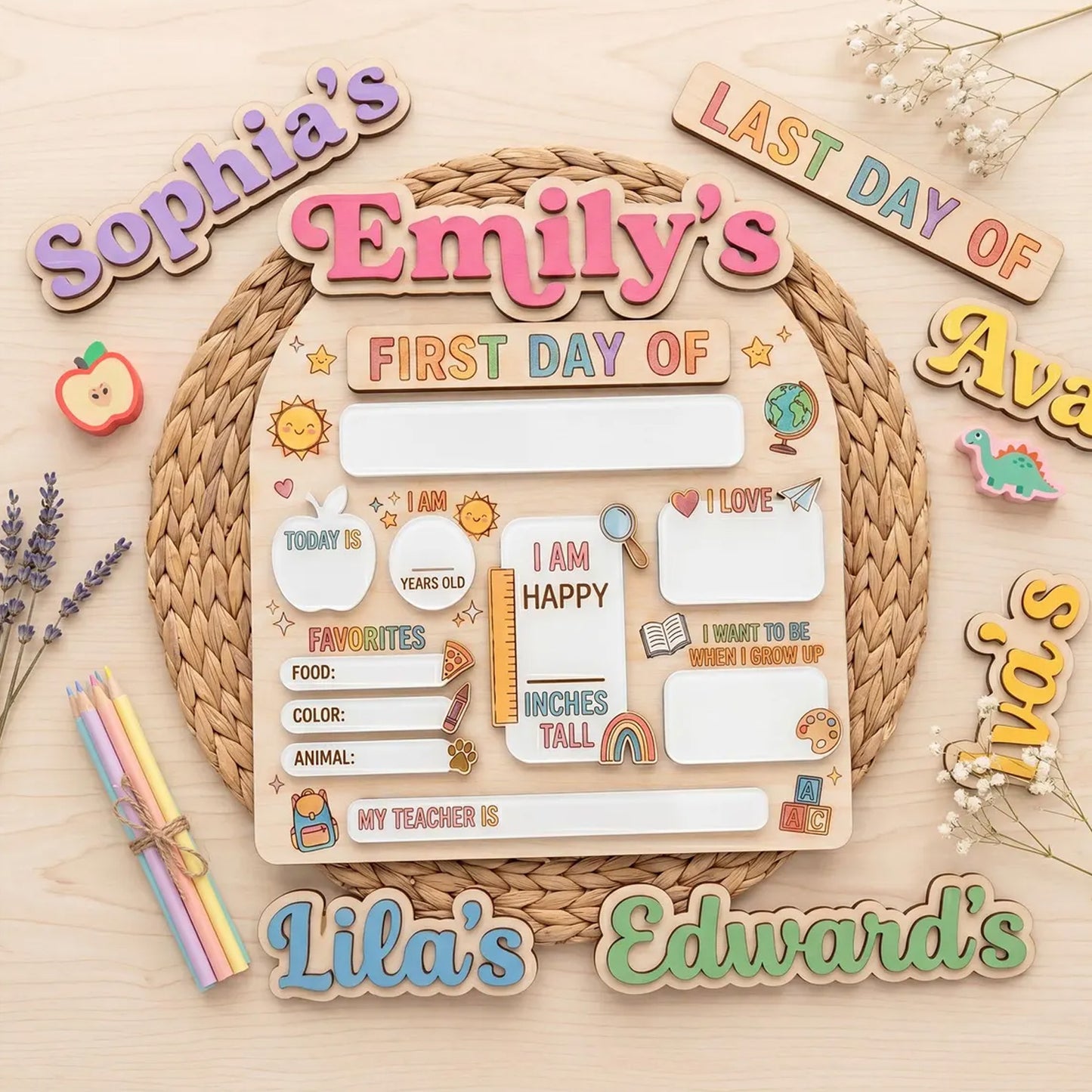 Personalized First Day of School Sign, Custom Back to School Board, Preschool Kindergarten Photo Prop 685371