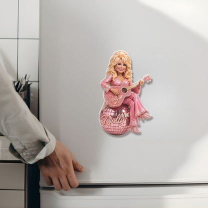 Dolly Parton Fridge Magnet, Pink Disco Ball Country Music Magnet, Dolly Fan Christmas Gift 686094