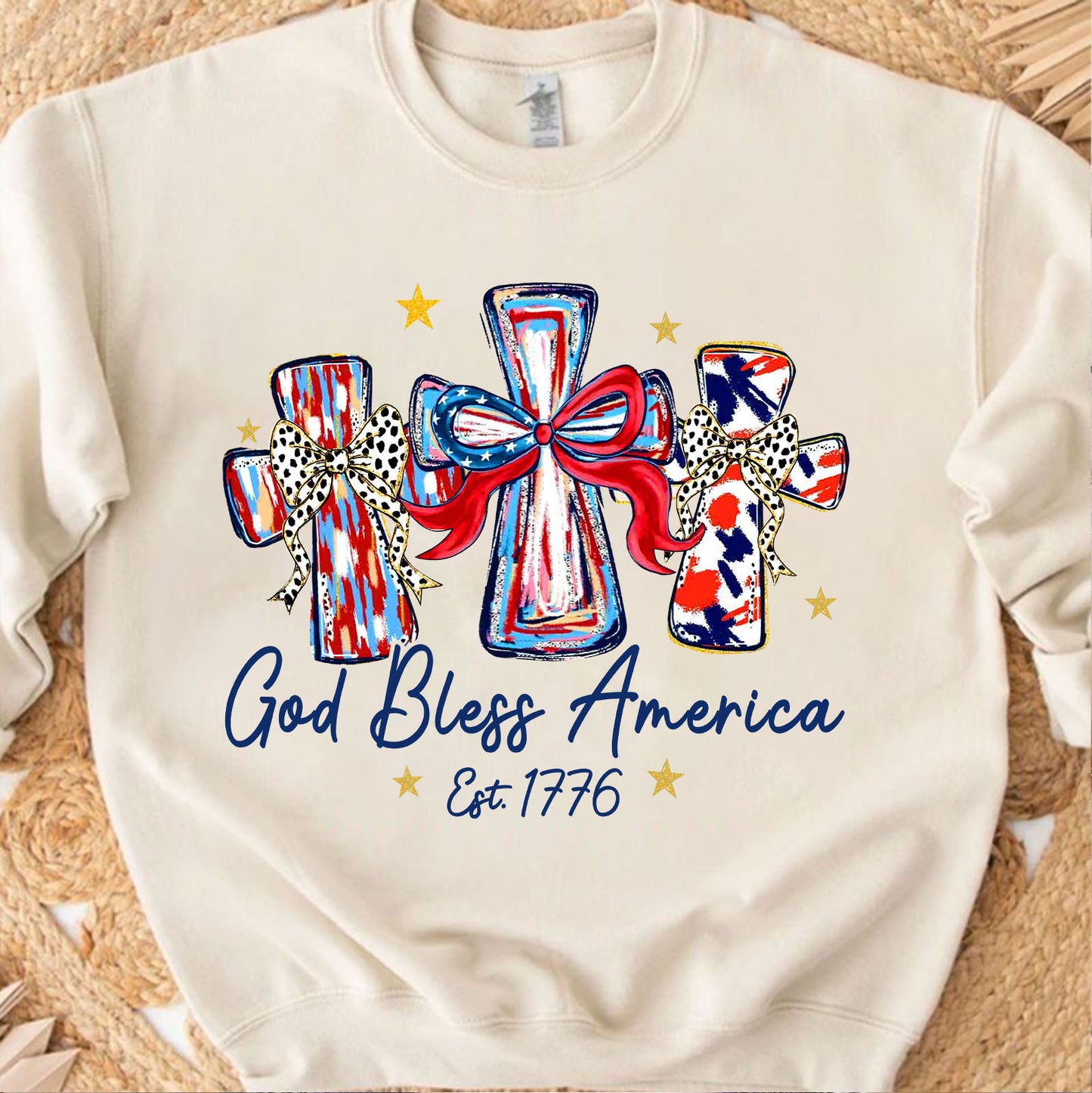 250 Years God Bless America Est 1776 Shirt, Patriotic Cross USA Tee, 4th of July Gift 684848