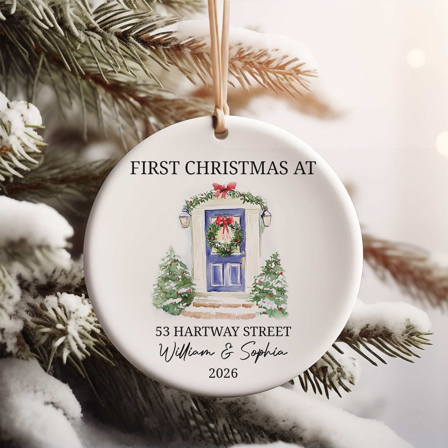 Personalized First Christmas New Home Ceramic Ornament, Custom Couple New House Christmas Keepsake Gift 685859