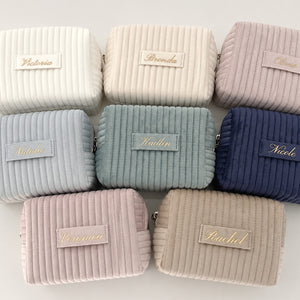 Personalized Velvet Makeup Bag, Custom Bridesmaid Cosmetic Bag, Bridal Party Gift 685699 WFD