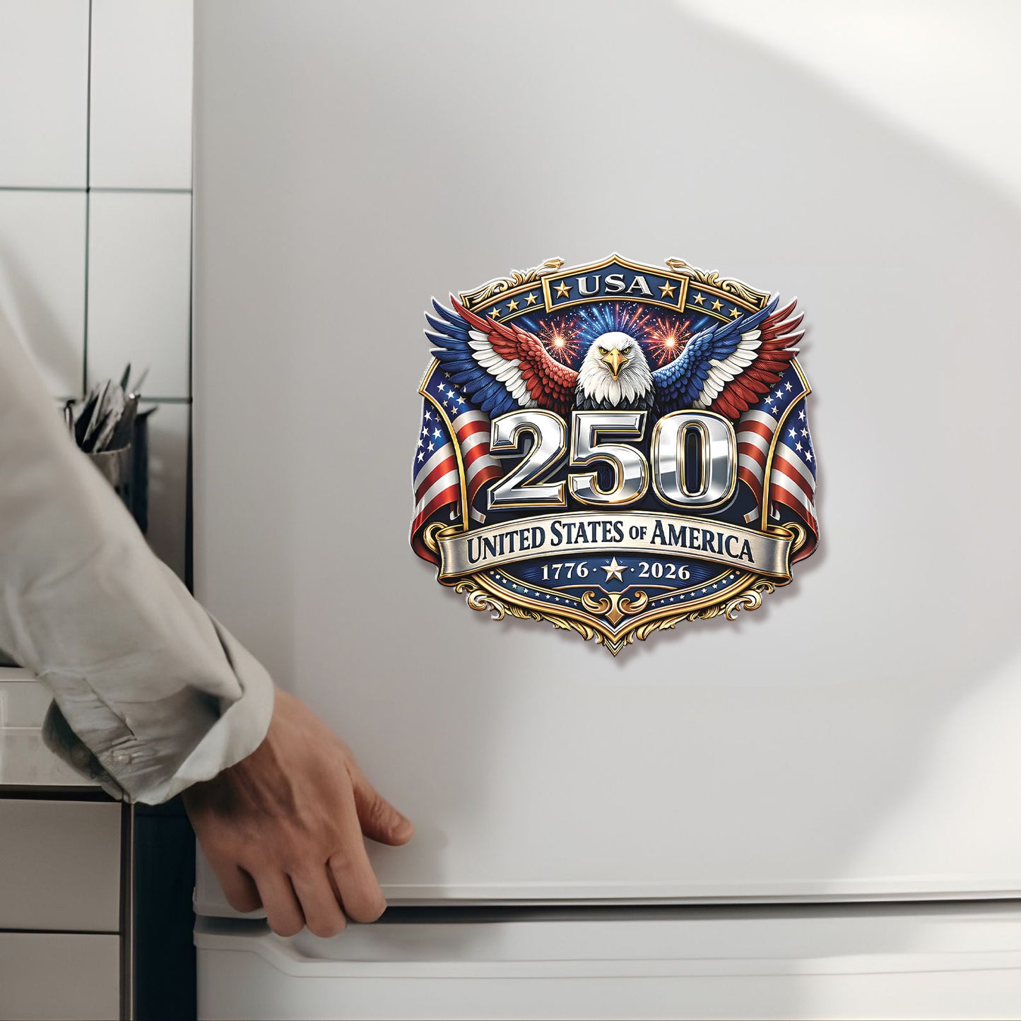 250 Years USA Fridge Magnet | Patriotic Eagle US Flag 1776–2026 Magnet | 4th of July Fridge Magnet 684533