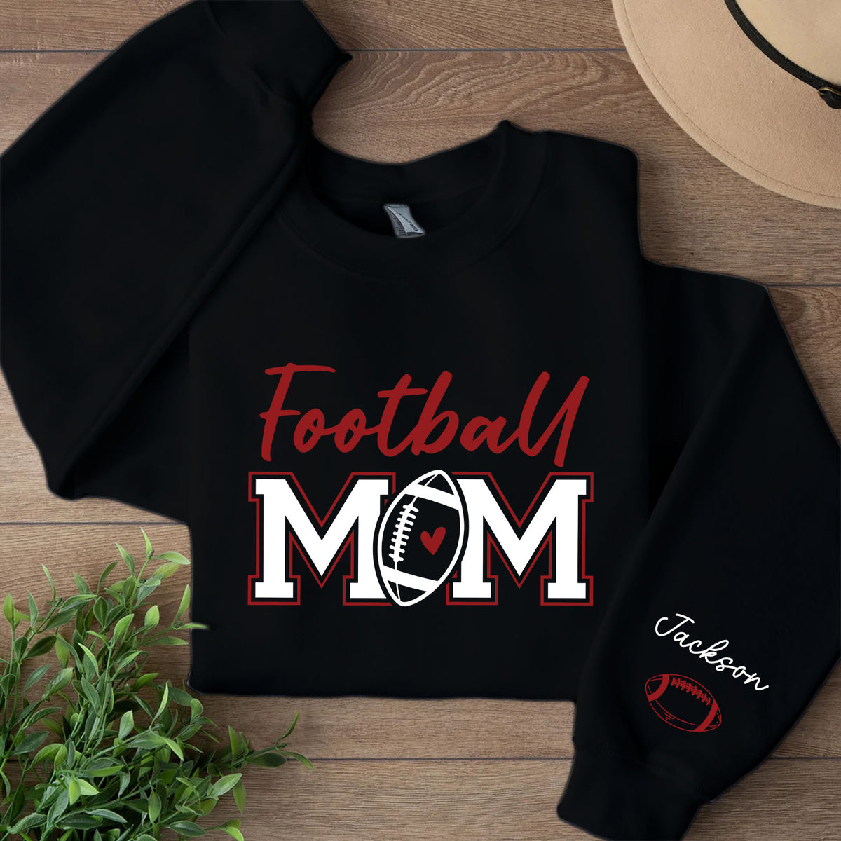 Personalized Football Mom Sweatshirt, Custom Kids Names Front & Sleeve Sweater, Football Mom Game Day Gift 686200