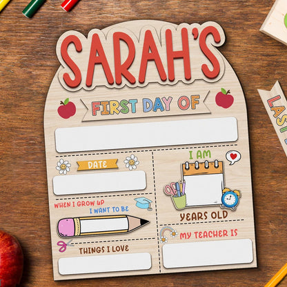 Personalized First & Last Day of School Sign, Custom Wooden School Board, Kindergarten First Day School Sign 685369