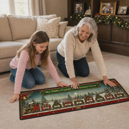 Personalized Grandma's Christmas Crew Train Runner Rug, Custom Family Name Holiday Welcome Mat 686476 WFD
