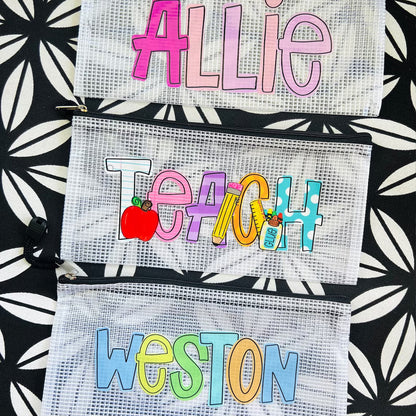 Personalized Pencil Boxes, Pencil Pouch, Custom Pocket Folder with Prongs, Zipper Pouch, Back to school Gift 685367
