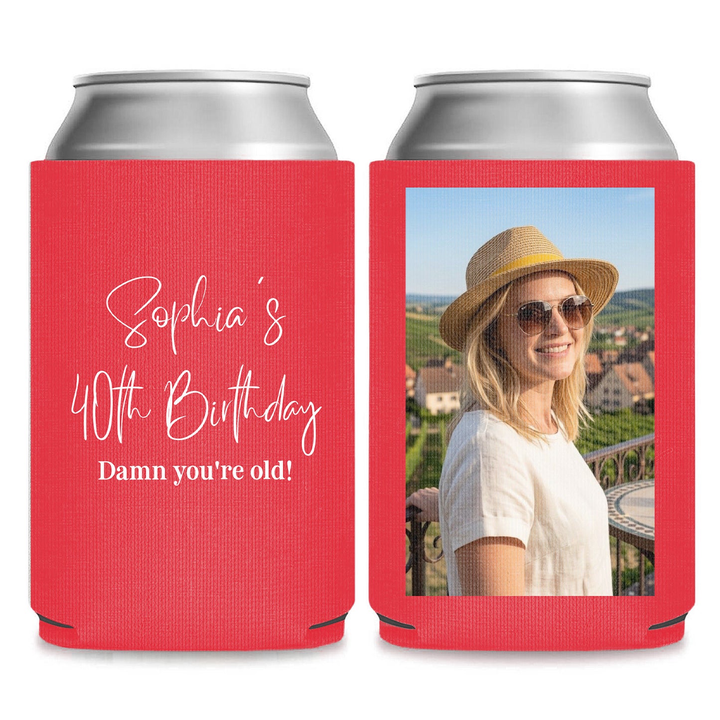 Personalized Photo Can Cooler, Custom Beer Sleeve with Photo & Text, Birthday Wedding Graduation Party Favor 685596
