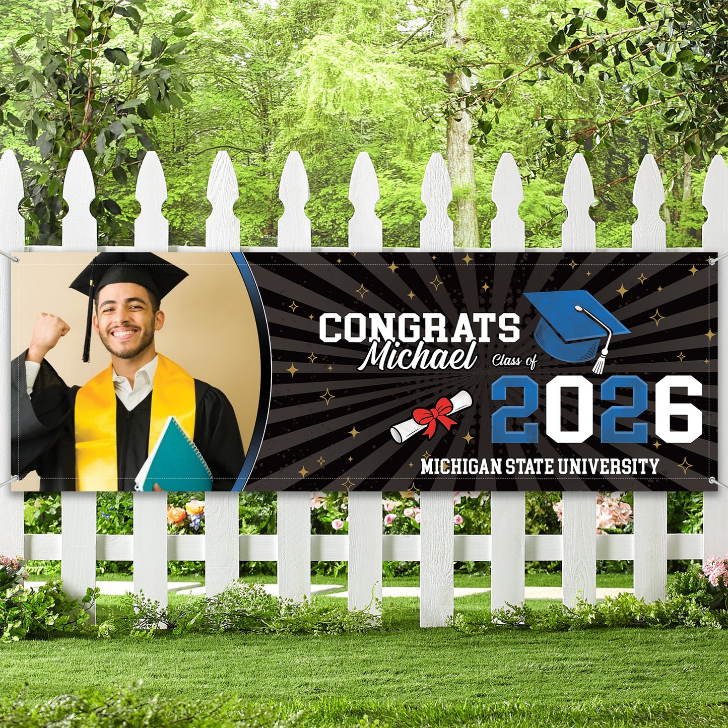 Custom Photo Congrats Class of 2026 Banner Flag | Personalized Graduation Banner, Senior Gift Decor 684559