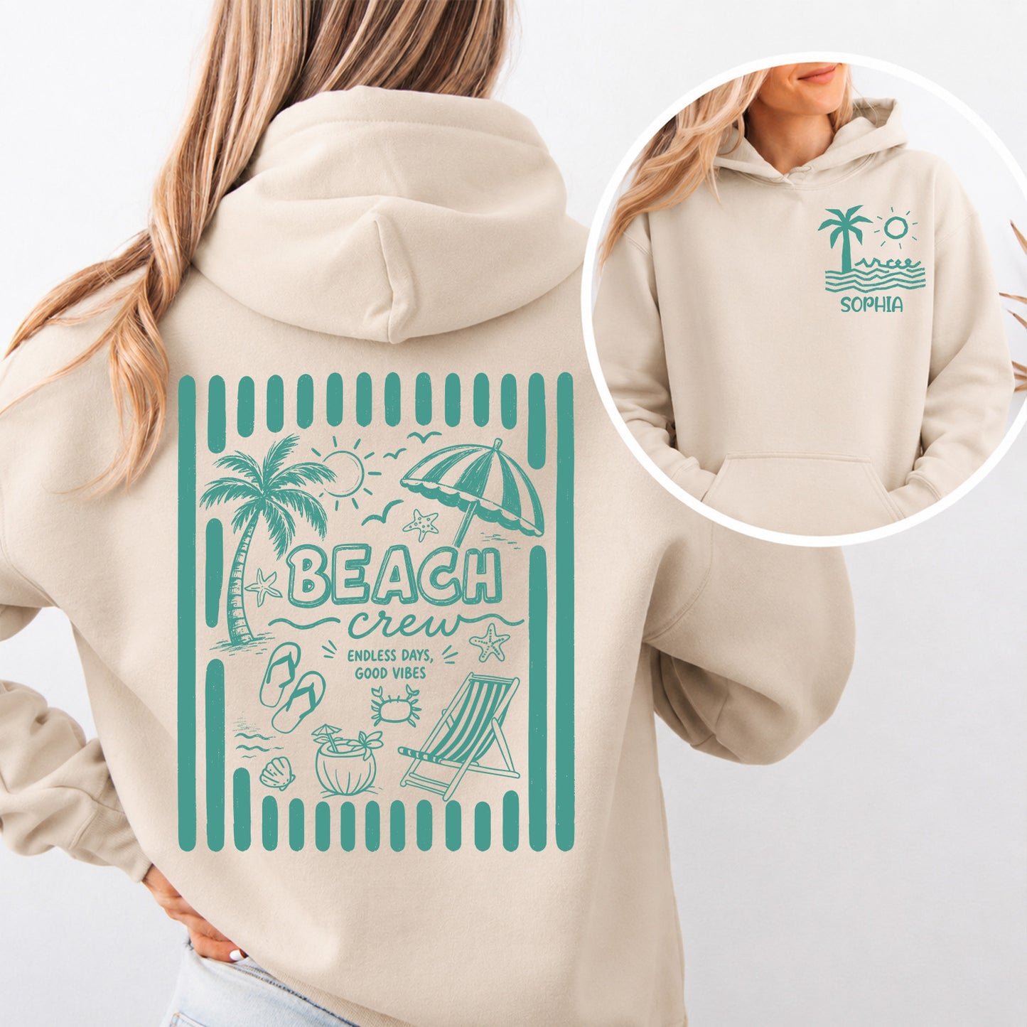 Custom Beach Vacation Pocket & Back Shirt, Personalized Beach Crew Tee, Summer Trip Tee 685503