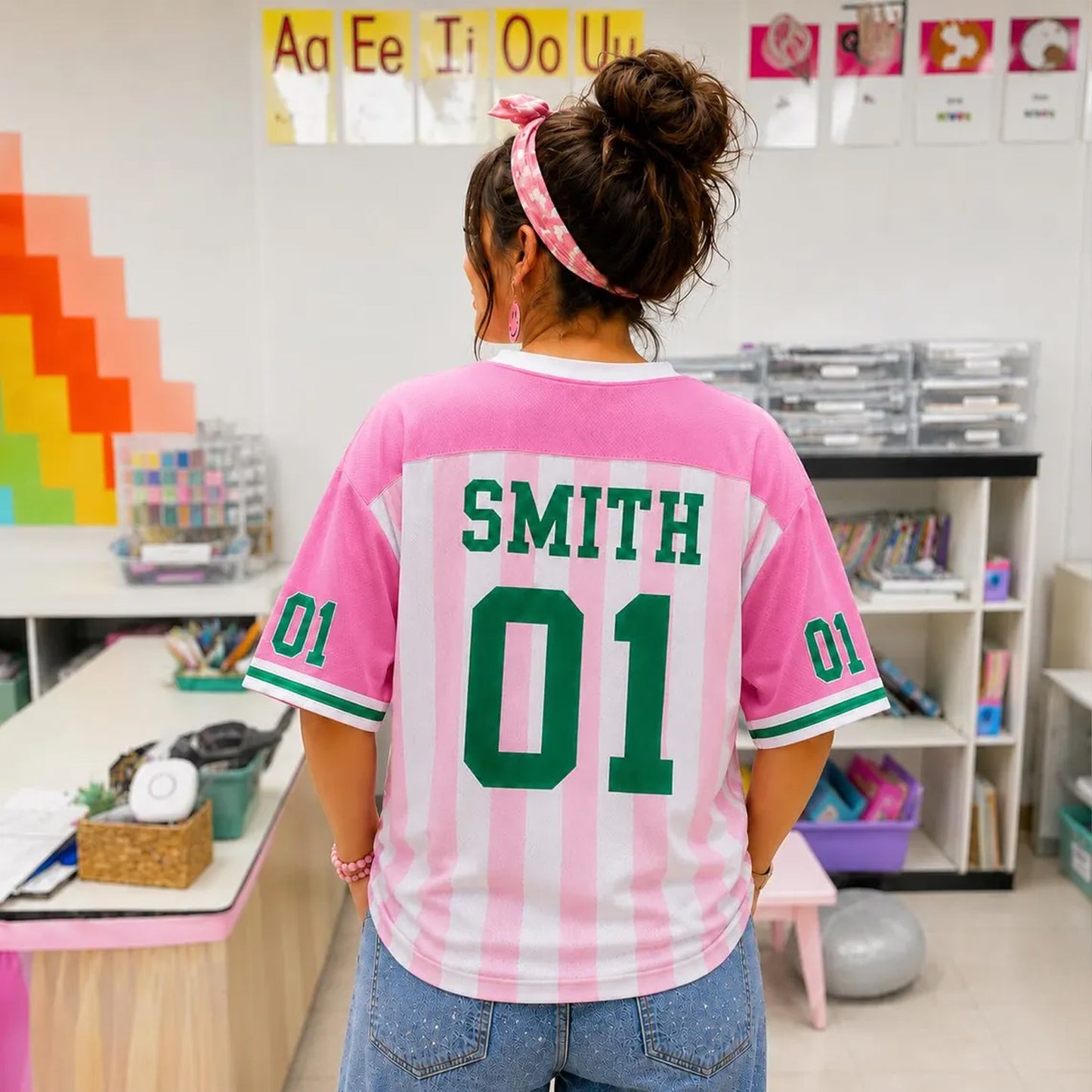 Personalized Teacher Football Jersey Shirt, Custom Grade Level Name & Number Jersey, Back to School Teacher Gift 685656