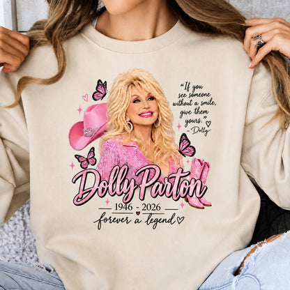Dolly Parton Memorial Shirt, Forever A Legend Country Music Tribute Tee, Pink Western Cowgirl T-Shirt 686065 WFD