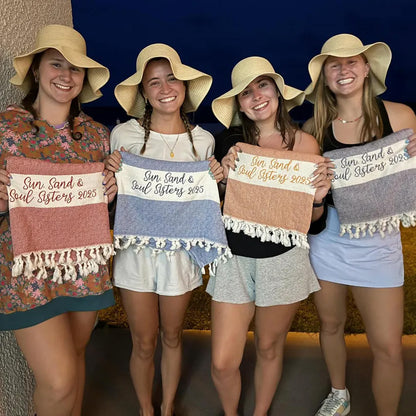 Personalized Beach Towel, Custom Name Turkish Towel, Girls Trip Gift, Bachelorette Party Favor 684779 WFD