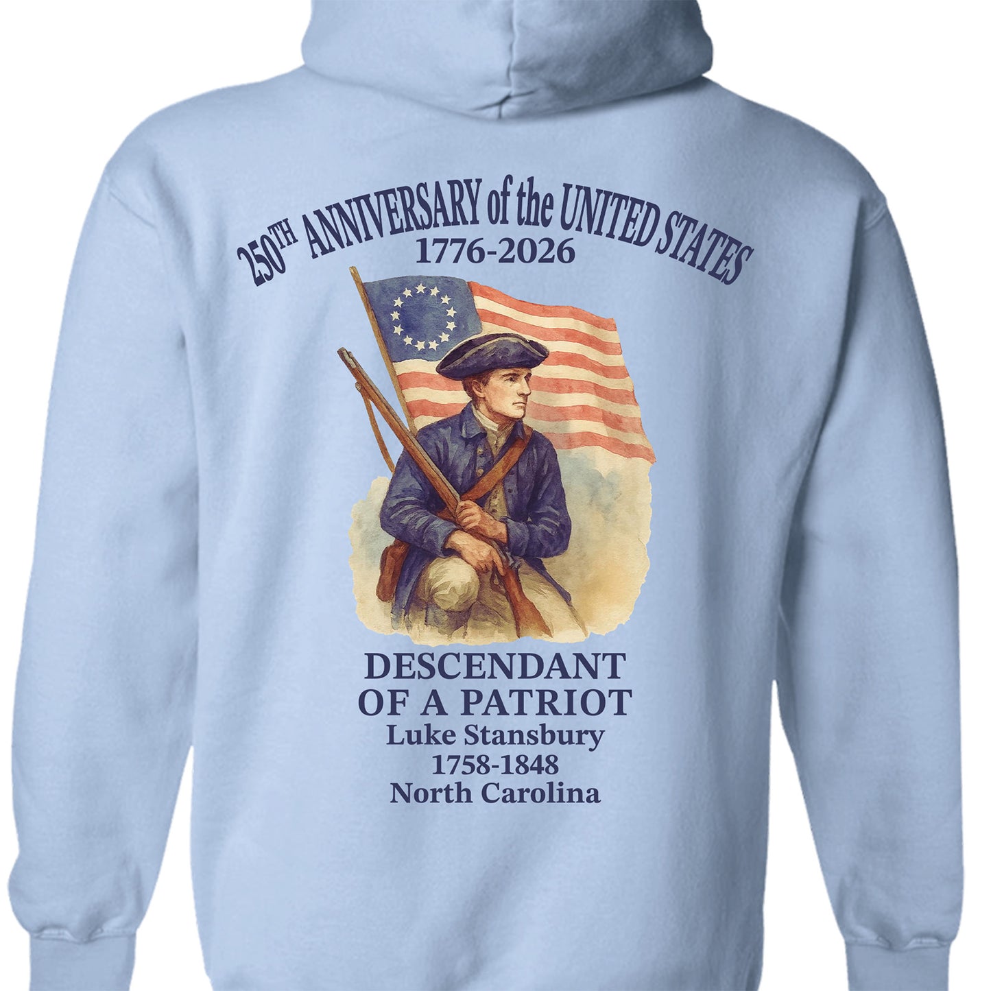 Custom Name 250 Years of America Backside Shirt | Personalized Descendant of a Patriot | Patriotic 1776–2026 Tee 684228