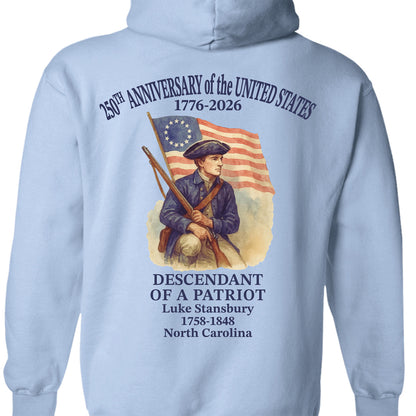 Custom Name 250 Years of America Backside Shirt | Personalized Descendant of a Patriot | Patriotic 1776–2026 Tee 684228