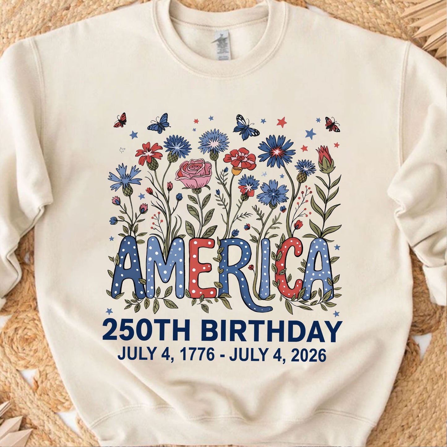 250 Years of America Floral Shirt, Patriotic Wildflower 1776-2026 Tee, 4th of July Independence Day Gift 684845