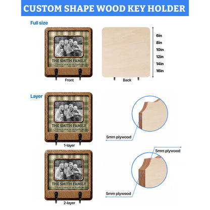 Personalized Photo Wood Key Holder, Custom Family Bestie Key Rack, Couple Photo Housewarming Gift 686032 WFD